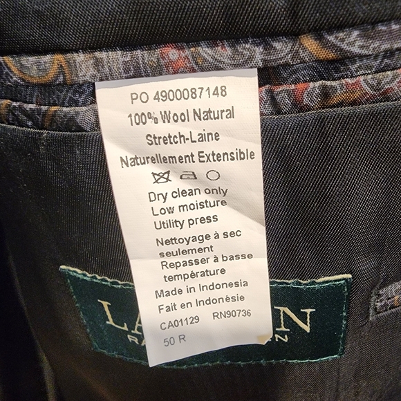 LAUREN Ralph Lauren Men's Classic Black Blazer 100% Wool Natural 50R - Picture 4 of 12